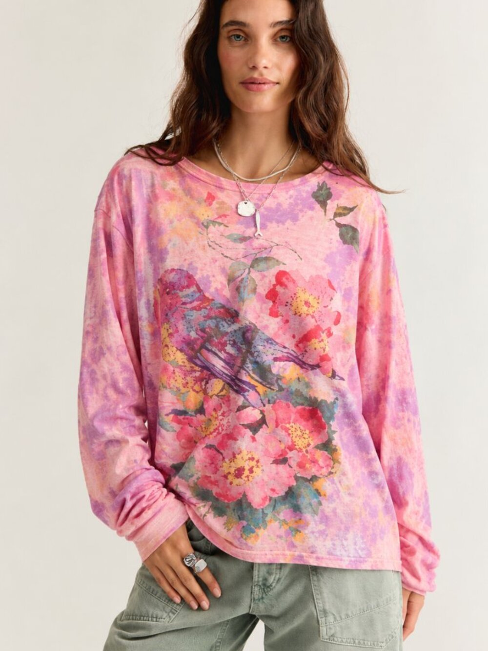 BLUE VELVET ROBIN TIE DYE LONG SLEEVE TEE NWT